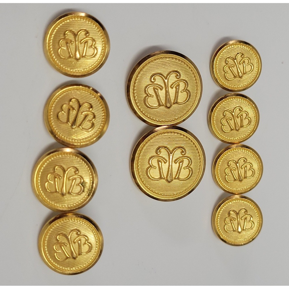 Brooks Brothers Gold Blazer Buttons Set of 10 Waterbury BB Logo
